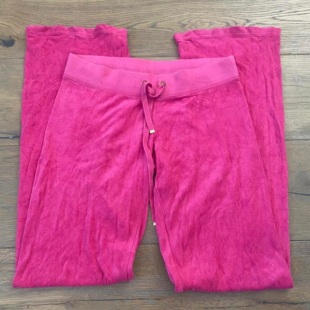 Y2k juicy couture pink low rose flare tracksuit pants size small
